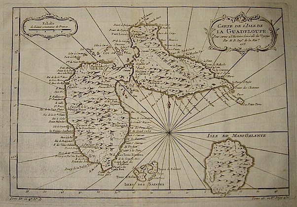 Bellin Jacques-Nicolas (1703-1772) Carte de l'Isle de la Guadeloupe... 1758 Parigi